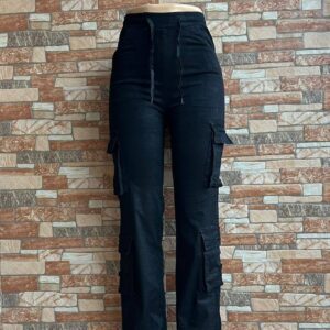 High-Waisted Solid Color Comfort Stretch Cargo Pants for Women