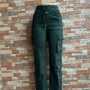 High-Waisted Solid Color Comfort Stretch Cargo Pants for Women